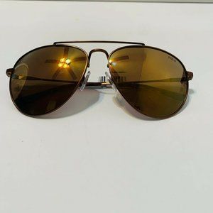 Polo Ralph Lauren Mens Brown Metal Full Rim Tinted Aviator Sunglasses